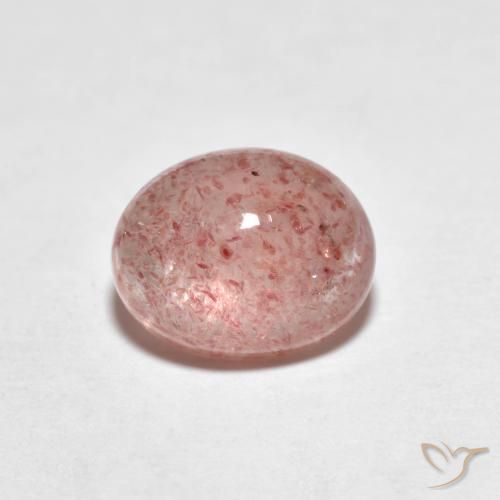 2.43 ct Pink Strawberry Quartz Stone, Natural Strawberry Quartz in Oval Cabochon Shape for Sale
