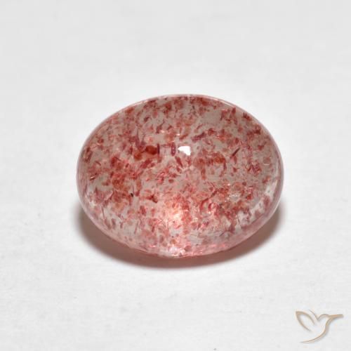 2.39 ct Pink Strawberry Quartz Stone, Natural Strawberry Quartz in Oval Cabochon Shape for Sale