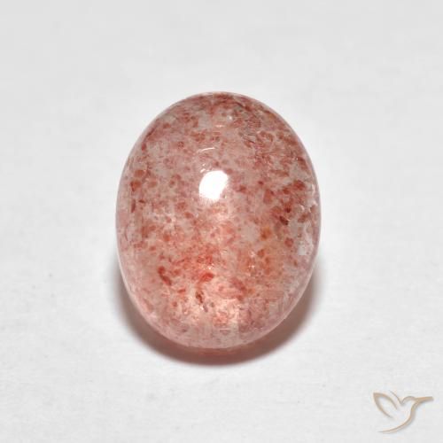 2.49 ct Pink Strawberry Quartz Stone, Natural Strawberry Quartz in Oval Cabochon Shape for Sale