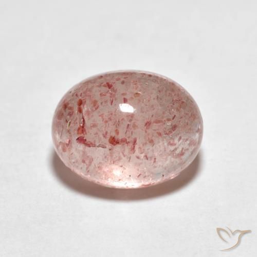 2.81 ct Pink Strawberry Quartz Stone, Natural Strawberry Quartz in Oval Cabochon Shape for Sale