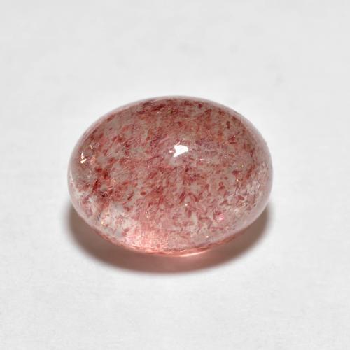 Orange Pink Strawberry Quartz Gem - 2.7ct Oval Cabochon (ID: 600416)