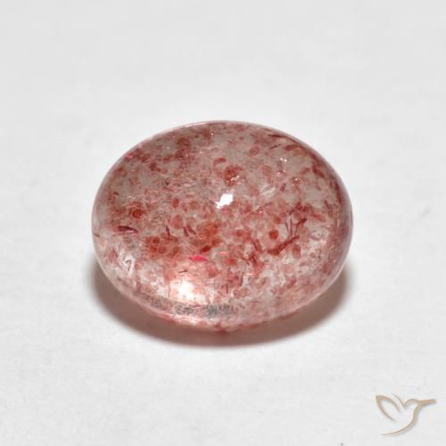 2.56 ct Pink Strawberry Quartz Stone, Natural Strawberry Quartz in Oval Cabochon Shape for Sale