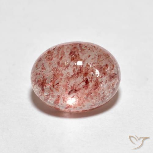 2.21 ct Pink Strawberry Quartz Stone, Natural Strawberry Quartz in Oval Cabochon Shape for Sale