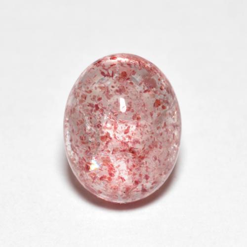 2.59ct Oval Cabochon Pink Strawberry Quartz from Russia, Dimension 9.1 x 7.1mm, Transparent Clarity, Natural untreated gemstone, 1pc Strawberry Quartz in Light Rose Pink Color, Mohs Hardness of 7 suitable for daily wear jewelry, Photo A