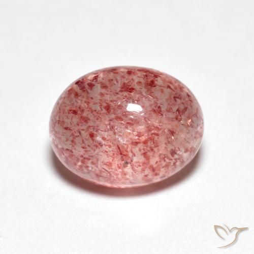 2.84 ct Pink Strawberry Quartz Stone, Natural Strawberry Quartz in Oval Cabochon Shape for Sale