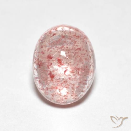 2.36 ct Pink Strawberry Quartz Stone, Natural Strawberry Quartz in Oval Cabochon Shape for Sale