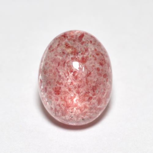 9.2 x 7.2mm Oval Cabochon Pink Strawberry Quartz from Russia, Weight of 2.77ct, Natural untreated gemstone in Transparent Clarity, 1pc Strawberry Quartz - the Color is Light Rose Pink, Mohs Hardness of 7 suitable for daily wear jewelry, Photo A