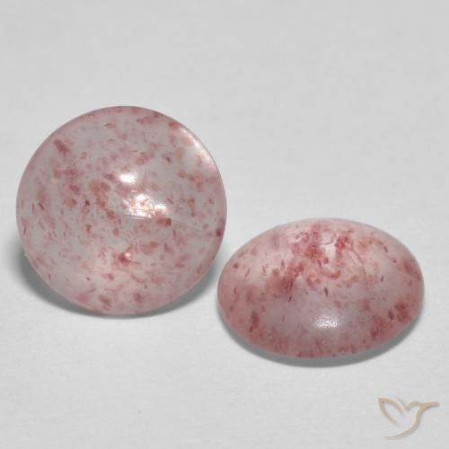 1.48 ctw Pink Strawberry Quartz Stones, Natural Strawberry Quartz in Round Cabochon Shape for Sale