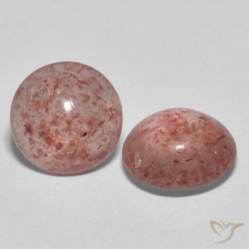 1.92 ctw Pink Strawberry Quartz Stones, Natural Strawberry Quartz in Round Cabochon Shape for Sale