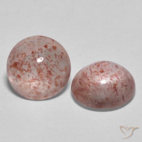 2.06 ctw Pink Strawberry Quartz Stones, Natural Strawberry Quartz in Round Cabochon Shape for Sale