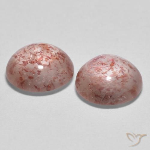 Strawberry Quartz Gemstones in 7 mm (calibrated) Size for Sale, Strawberry Quartz Stones in Earthy Pink Color