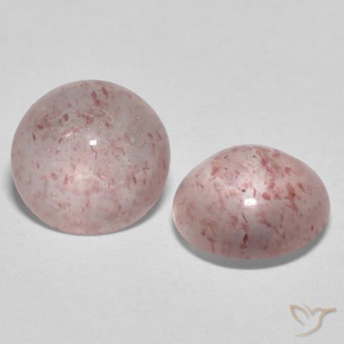 2.10 ctw Pink Strawberry Quartz Stones, Natural Strawberry Quartz in Round Cabochon Shape for Sale