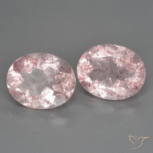 4.88 ctw Pink Strawberry Quartz Stones, Natural Strawberry Quartz in Oval Facet Shape for Sale