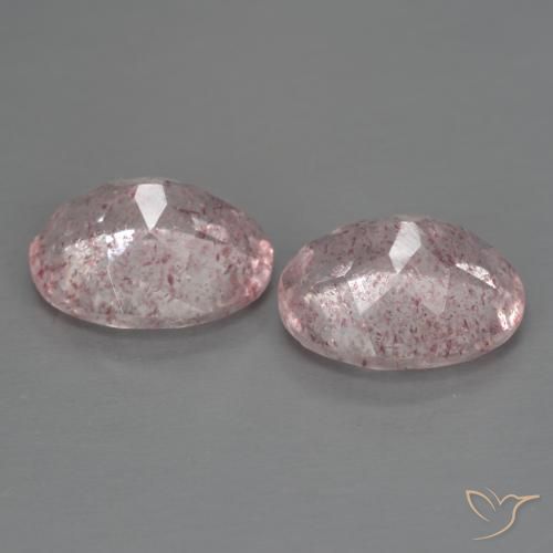 Strawberry Quartz Gemstones in 10 x 8 mm (calibrated) Size for Sale, Strawberry Quartz Stones in Medium-Light Pink Color