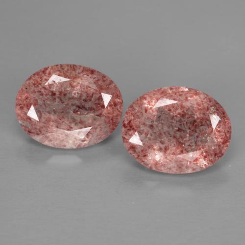 Reddish Pink Strawberry Quartz Gem - 2.1ct Oval Facet (ID: 608165)