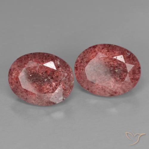 5.26 ctw Pink Strawberry Quartz Stones, Natural Strawberry Quartz in Oval Facet Shape for Sale