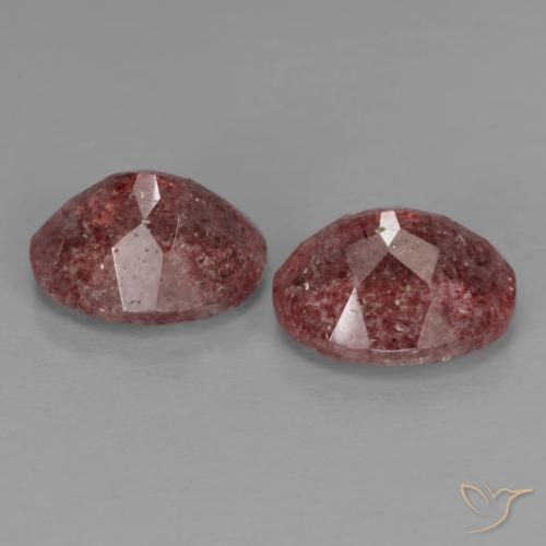 Strawberry Quartz Gemstones in 10 x 8 mm (calibrated) Size for Sale, Strawberry Quartz Stones in Medium Pink Color