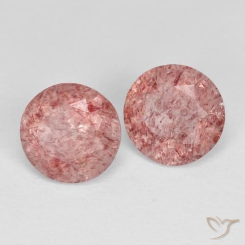 2.34 ctw Pink Strawberry Quartz Stones, Natural Strawberry Quartz in Round Facet Shape for Sale