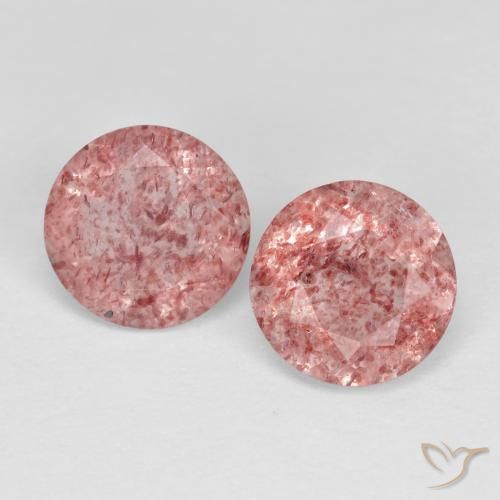 2.29ctw Natural Medium-Light Pink Strawberry Quartz, Round, Transparent