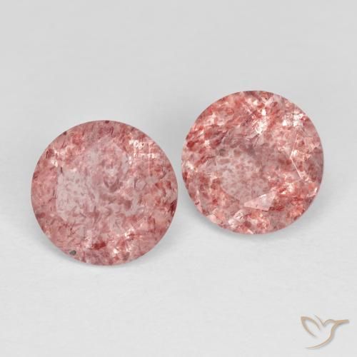 2.29 ctw Pink Strawberry Quartz Stones, Natural Strawberry Quartz in Round Facet Shape for Sale