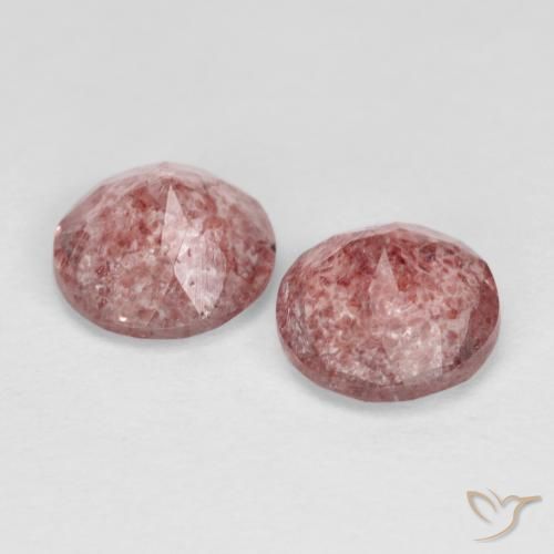 Strawberry Quartz Gemstones in 7 mm (calibrated) Size for Sale, Strawberry Quartz Stones in Medium-Light Pink Color