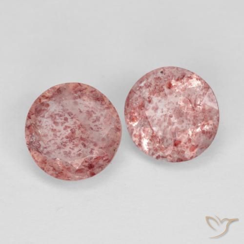 2.23 ctw Pink Strawberry Quartz Stones, Natural Strawberry Quartz in Round Facet Shape for Sale