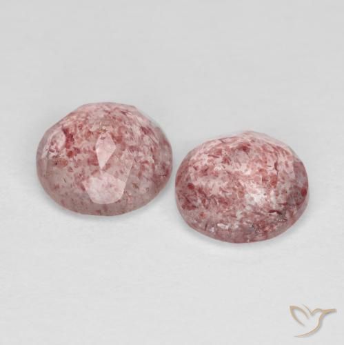 Strawberry Quartz Gemstones in 7 mm (calibrated) Size for Sale, Strawberry Quartz Stones in Dark Pink Color