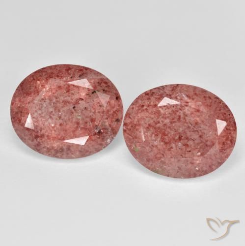 Cuarzo fresa de talla ovalada de 8,99 quilates, 12,1 x 10,1 mm Desde Rusia, Photo A
