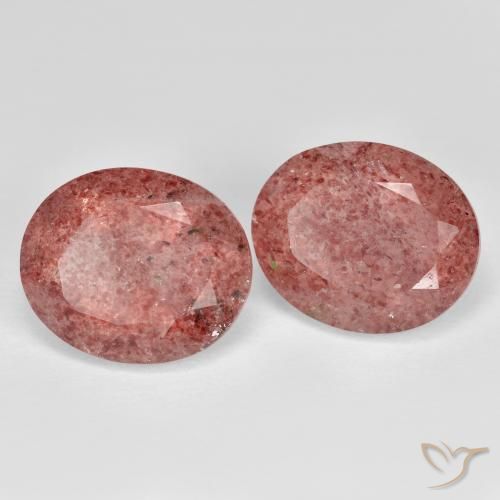 8.99 ctw Pink Strawberry Quartz Stones, Natural Strawberry Quartz in Oval Facet Shape for Sale