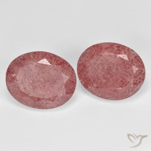 9.13 ctw Pink Strawberry Quartz Stones, Natural Strawberry Quartz in Oval Facet Shape for Sale