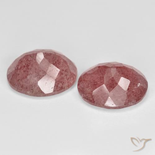 Strawberry Quartz Gemstones in 12 x 10 mm (calibrated) Size for Sale, Strawberry Quartz Stones in Dark Pink Color