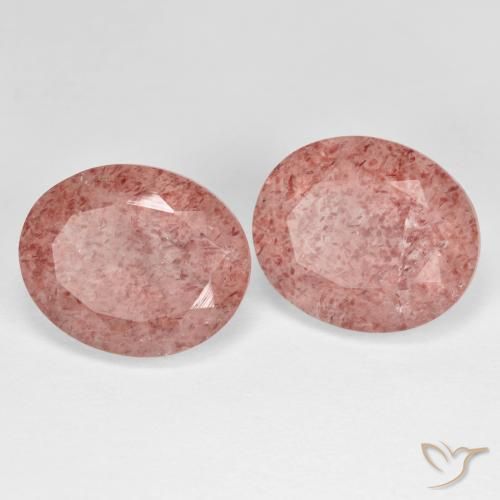 9.62 ctw Pink Strawberry Quartz Stones, Natural Strawberry Quartz in Oval Facet Shape for Sale