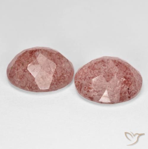 Strawberry Quartz Gemstones in 12 x 10 mm (calibrated) Size for Sale, Strawberry Quartz Stones in Rose Pink Color
