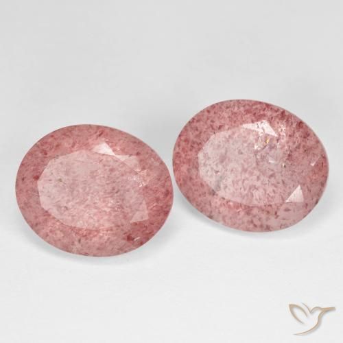 8.94 ctw Pink Strawberry Quartz Stones, Natural Strawberry Quartz in Oval Facet Shape for Sale