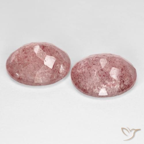 Strawberry Quartz Gemstones in 12 x 10 mm (calibrated) Size for Sale, Strawberry Quartz Stones in Medium-Light Pink Color