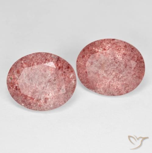 8.37 ctw Pink Strawberry Quartz Stones, Natural Strawberry Quartz in Oval Facet Shape for Sale