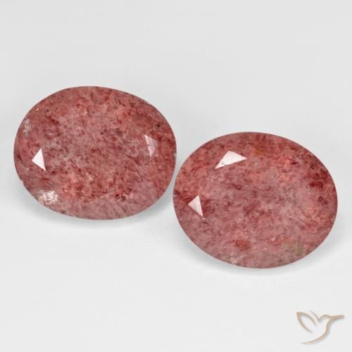 9.51ctw Natural Deep Rose Pink Strawberry Quartz, Oval, Transparent