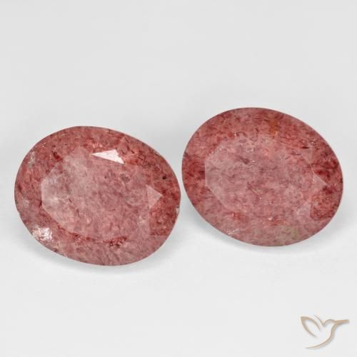 9.51 ctw Pink Strawberry Quartz Stones, Natural Strawberry Quartz in Oval Facet Shape for Sale