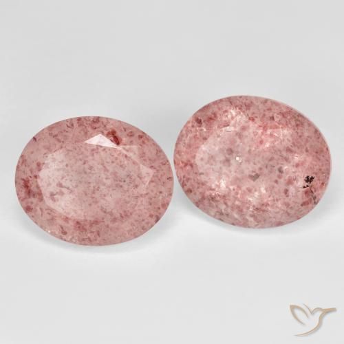 9.13 ctw Pink Strawberry Quartz Stones, Natural Strawberry Quartz in Oval Facet Shape for Sale