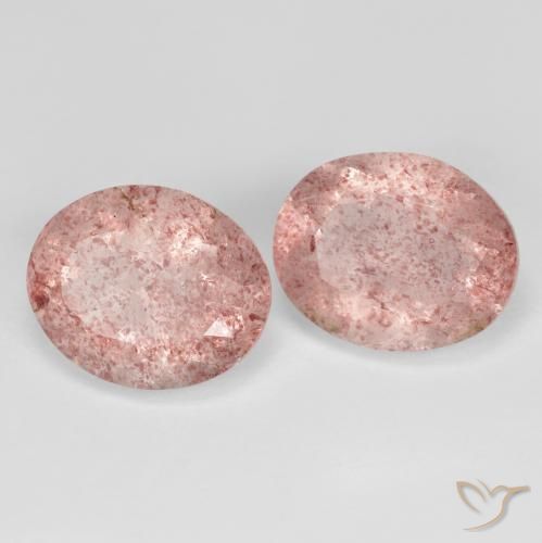 8.38 ctw Pink Strawberry Quartz Stones, Natural Strawberry Quartz in Oval Facet Shape for Sale