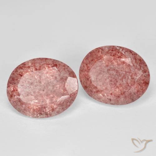 8.32 ctw Pink Strawberry Quartz Stones, Natural Strawberry Quartz in Oval Facet Shape for Sale