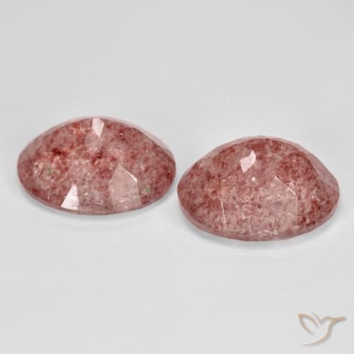 Strawberry Quartz Gemstones in 12 x 10 mm (calibrated) Size for Sale, Strawberry Quartz Stones in Medium Pink Color