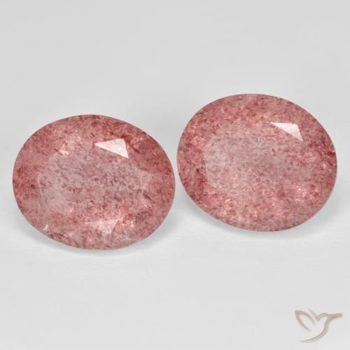 9.14 ctw Pink Strawberry Quartz Stones, Natural Strawberry Quartz in Oval Facet Shape for Sale