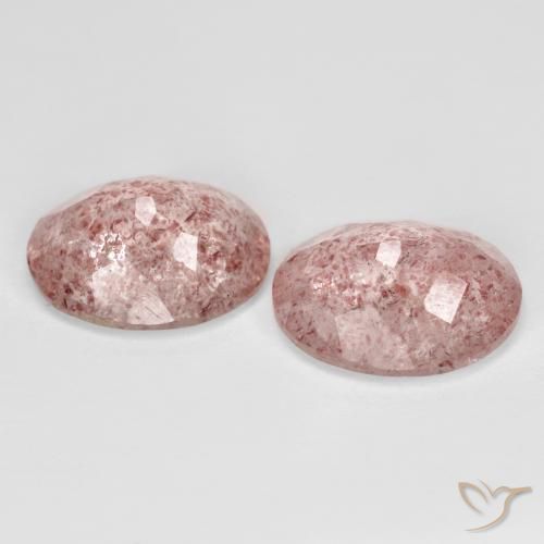 Strawberry Quartz Gemstones in 12 x 10 mm (calibrated) Size for Sale, Strawberry Quartz Stones in Light Rose Pink Color