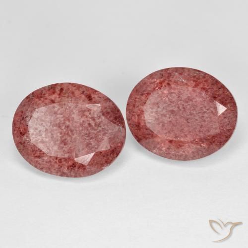 8.31ctw Natural Reddish Pink Strawberry Quartz, Oval, Transparent