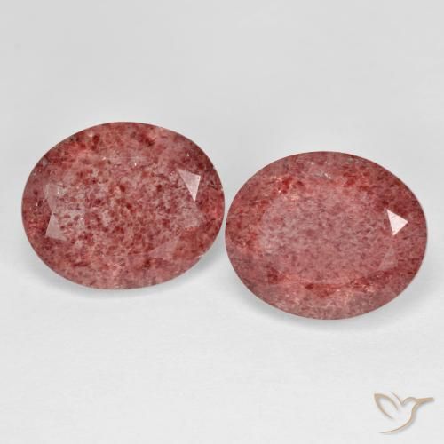 8.31 ctw Pink Strawberry Quartz Stones, Natural Strawberry Quartz in Oval Facet Shape for Sale