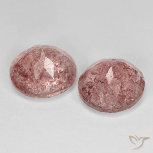 Strawberry Quartz Gemstones in 10 mm (calibrated) Size for Sale, Strawberry Quartz Stones in Medium-Light Pink Color