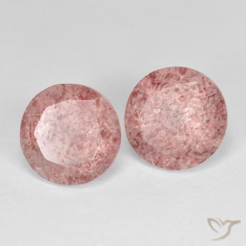 3.83 ctw Pink Strawberry Quartz Stones, Natural Strawberry Quartz in Round Facet Shape for Sale