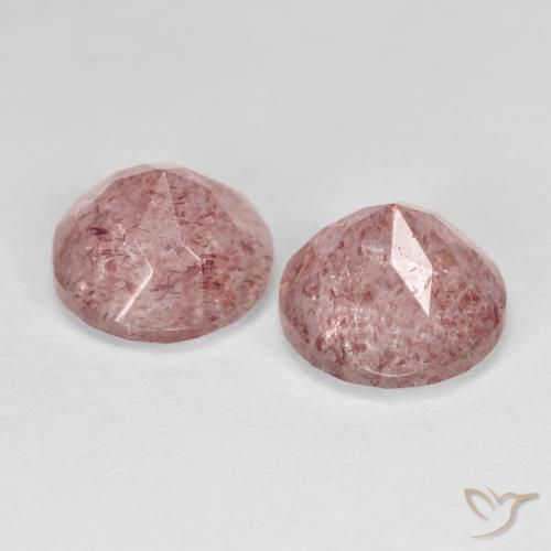 Strawberry Quartz Gemstones in 8 mm (calibrated) Size for Sale, Strawberry Quartz Stones in Medium Pink Color
