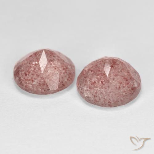 Strawberry Quartz Gemstones in 8 mm (calibrated) Size for Sale, Strawberry Quartz Stones in Earthy Pink Color